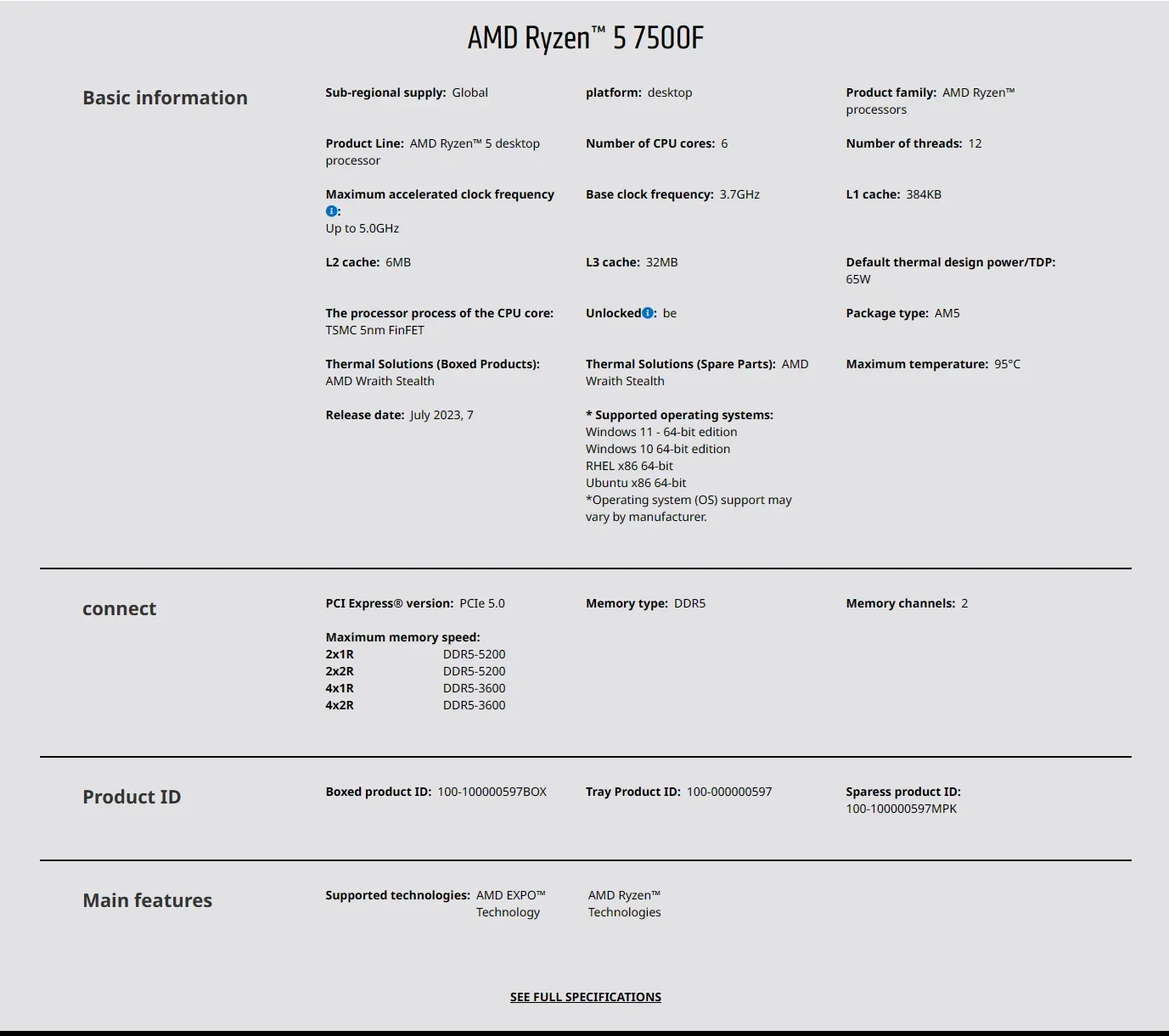 AMD Ryzen 5 7500F 3.7GHz 6-Cor - огляд і ціна Pc Gaming Amd Ryzen 5