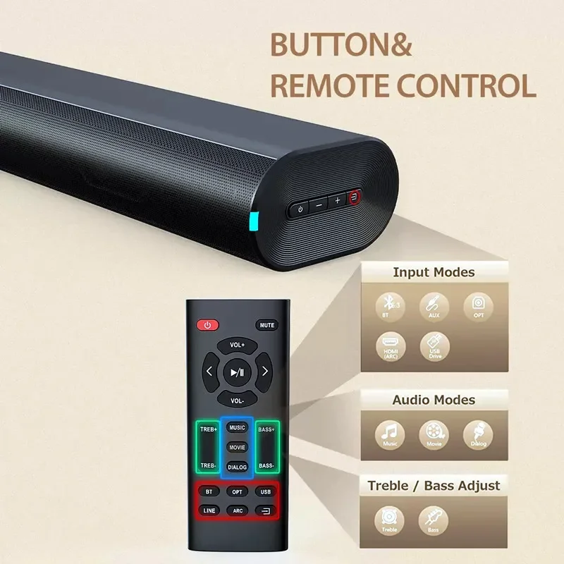 60W Sound Bars for TV Audio wi - огляд і ціна Pc Gaming Apple