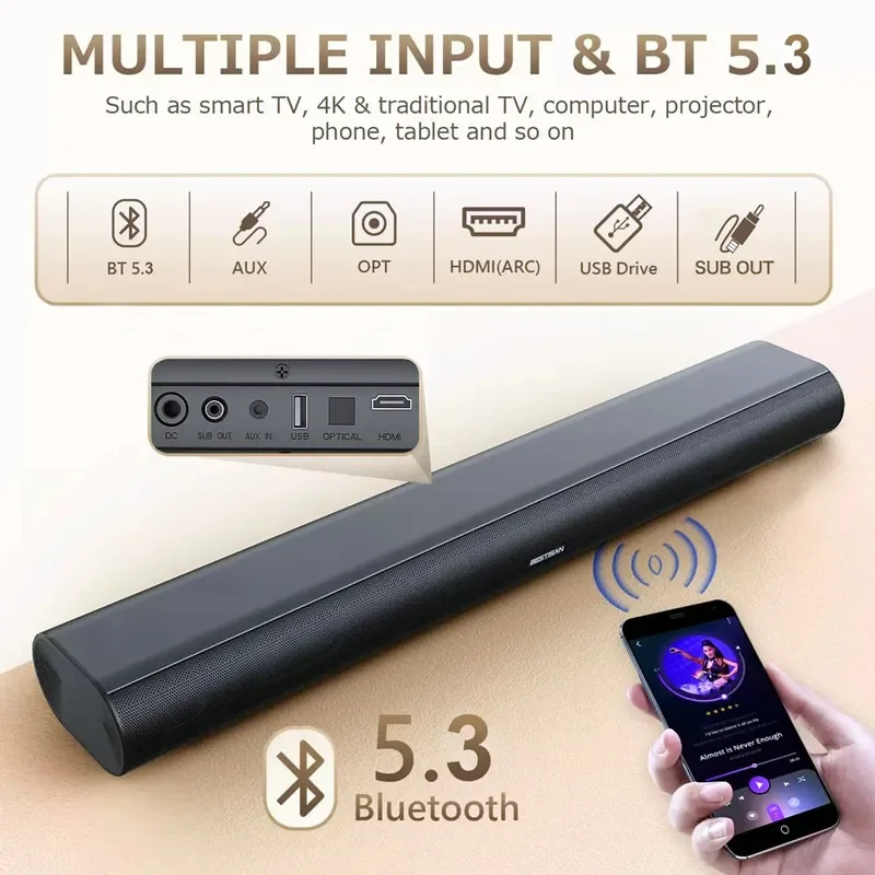 60W Sound Bars for TV Audio wi - огляд і ціна Pc Gaming Apple