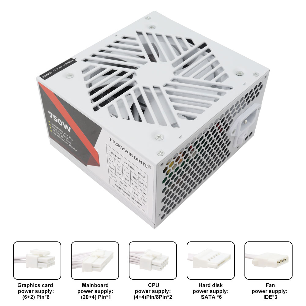 White 750W PSU PC Power Supply - огляд і ціна Pc Gaming Watt